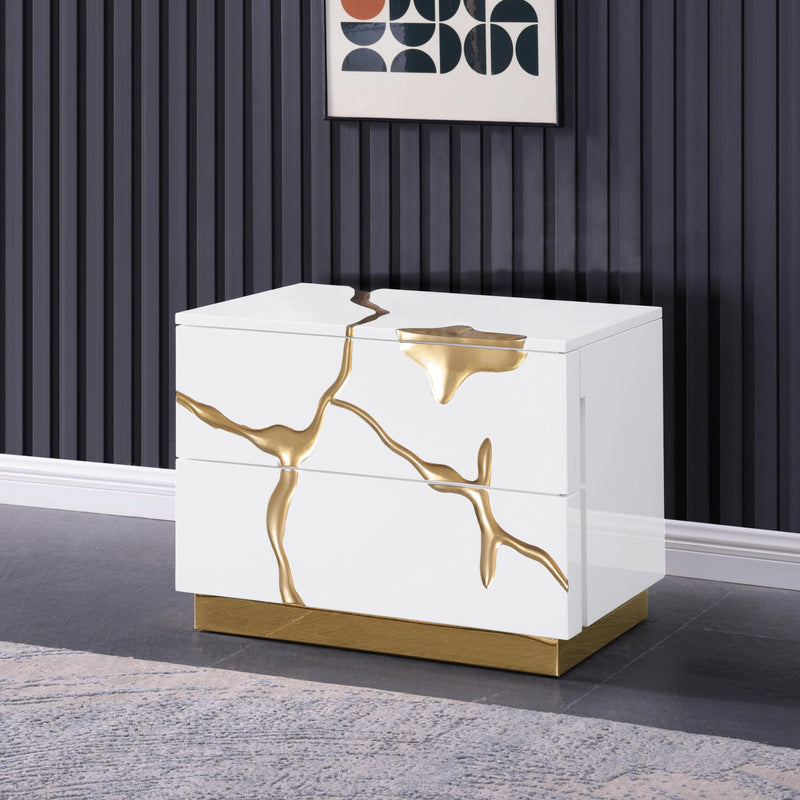 Trevello Modern Contemporary High-Gloss Lacquered Right Nightstand - White