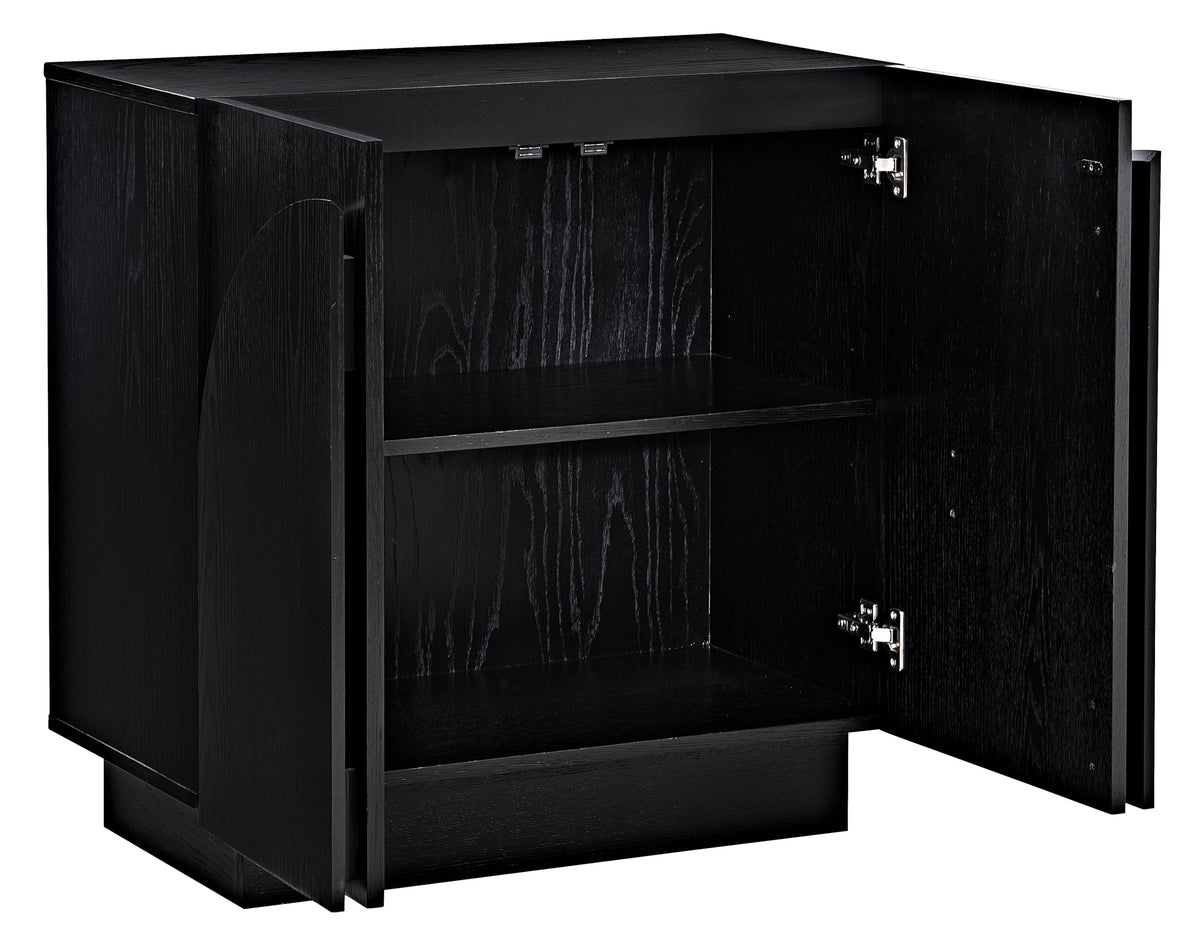Questa 31" Scandinavian Mid Century 2-Door Wood Grain Cabinet - detail view