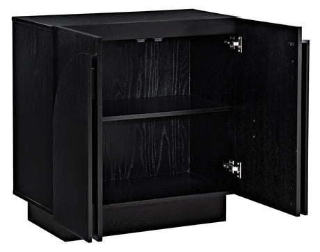 Questa 31" Scandinavian Mid Century 2-Door Wood Grain Cabinet - detail view