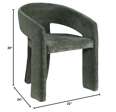 Cecile Contemporary Accent, Soft Chenille Fabric Upholstered in Green - side view