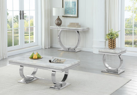 Lexington Rectangle Faux Marble Sofa Table - front view