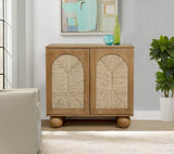 d Organic Woven Rope Arch Inlay Minimal Assembly Entryway Console Furniture in Brown - front view