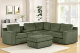 Solesse 9-Piece Contemporary Modular Sectional Sofa, Ridged 100% Polyester Upholstery in Green - front view