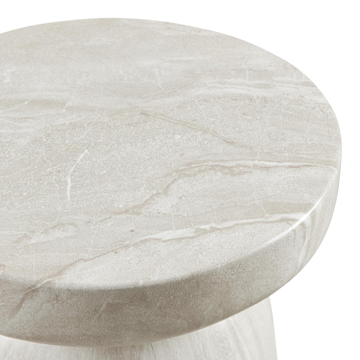Vyn 14" Modern Round Side Table Concrete Tavertine Finish - angle view