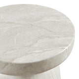 Vyn 14" Modern Round Side Table Concrete Tavertine Finish - angle view