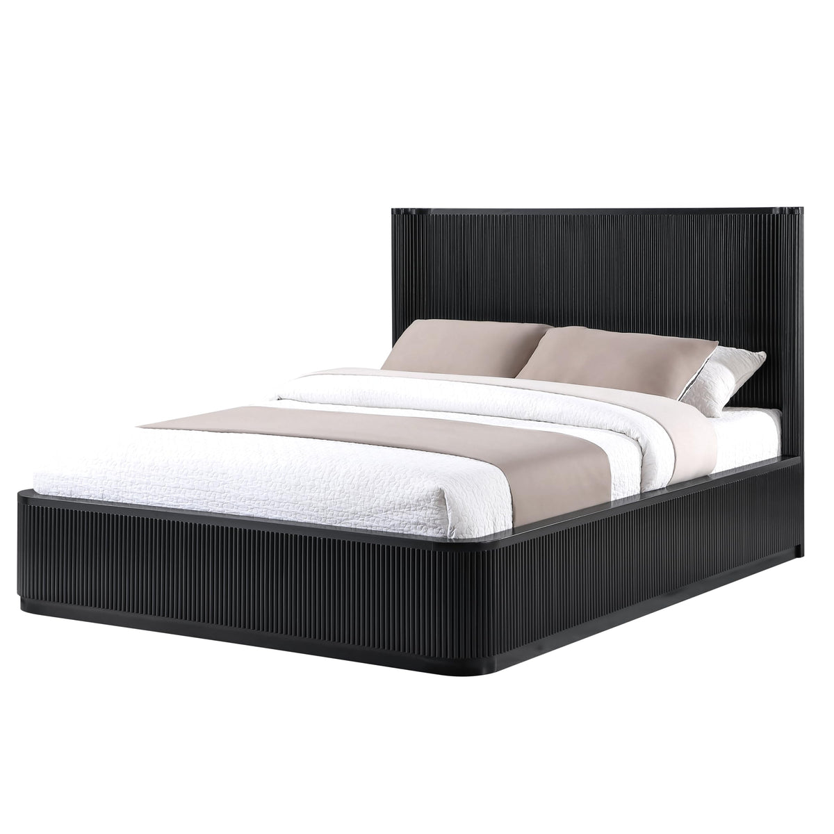 Quintet 5-Piece Modern Mid Century Fluted Bedroom Furniture Set - front view