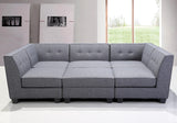 Vendome Fabric Upholstered Modular Armless Chair in Gray - angle view