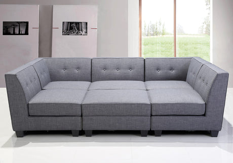 Vendome Fabric Upholstered Modular Armless Chair in Gray - angle view