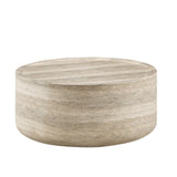 Vyn 36" Round Modern Concrete Travertine Finish Coffee Table