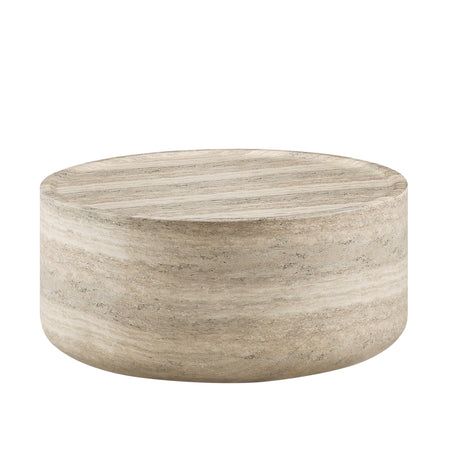 Vyn 36" Round Modern Concrete Travertine Finish Coffee Table