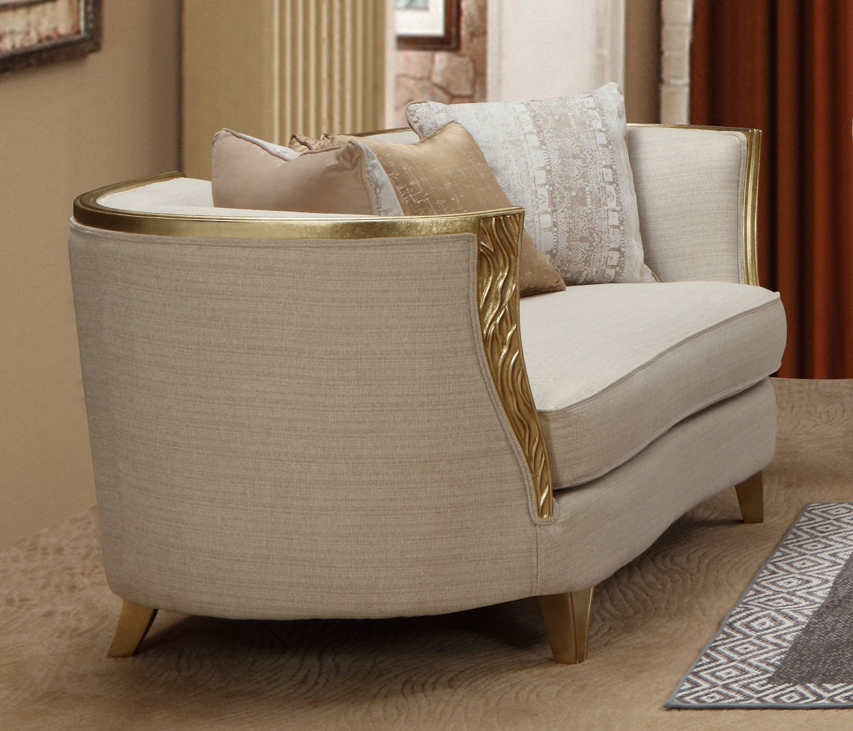 Cora Gold Sofa & Loveseat Set — product view 3