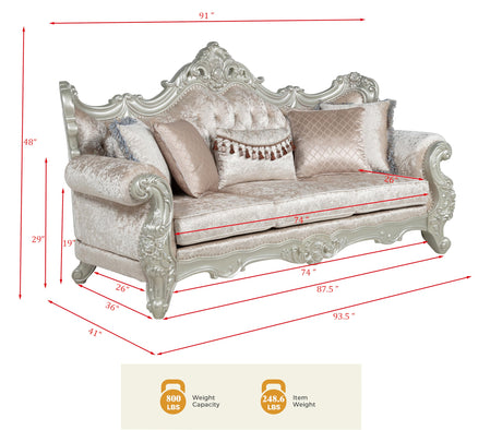 Tlerra Victorian Classic Living Room Sofa - side view