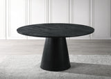 Terra 59" Transitional Round Dining Table with Pedestal Base in Ebony Black - front view