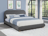Cteris Queen Fleece Upholstered Bed Frame, Curved Side Rails and Footboard in Grey - front view