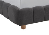 Ctoria Queen Burlap Bed Frame with 30" Curved Block-Style Headboard, Low Profile in Grey - side view