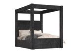 Borealis Canopy Bed Frame with Celestial Starry Upholstery, King, 87" Tall Headboard in Black