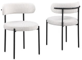 Dobby Contemporary Boucle Dining Chair with Matte Black Metal Legs