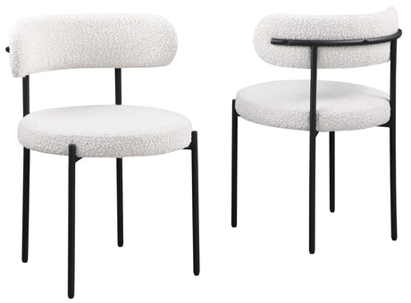 Dobby Contemporary Boucle Dining Chair with Matte Black Metal Legs