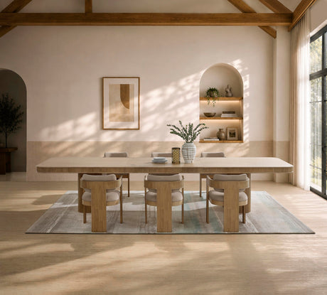 Dinsmore 160" Mid Century Modern Fluted Rectangle Dining Table - close-up