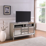 Byron Mirrored Glam Stand Supports up to 65" Tvs in Silver - front view