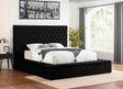 Yumi Upholstered Velvet Low Profile Platform Bed, King, Black - front view