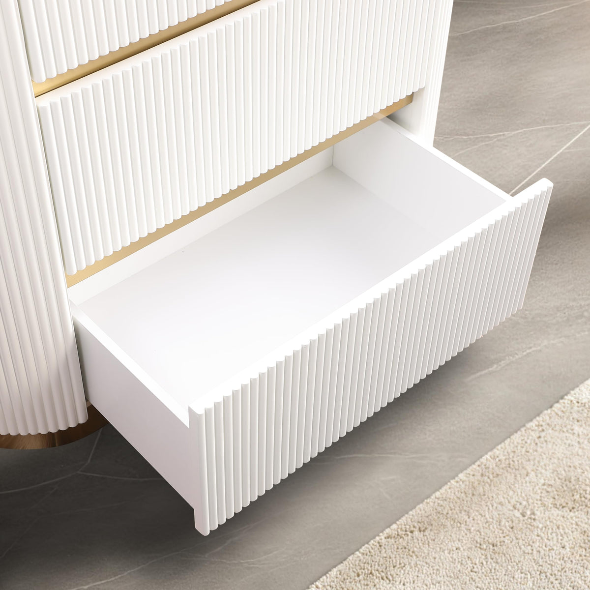 Trandell 51" High Modern Glam Faux Marble Top 5-Drawer Chest - front view