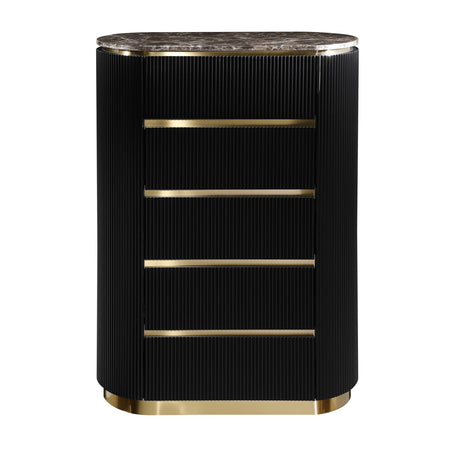 Trandell 51" High Modern Glam Faux Marble Top 5-Drawer Chest - detail view
