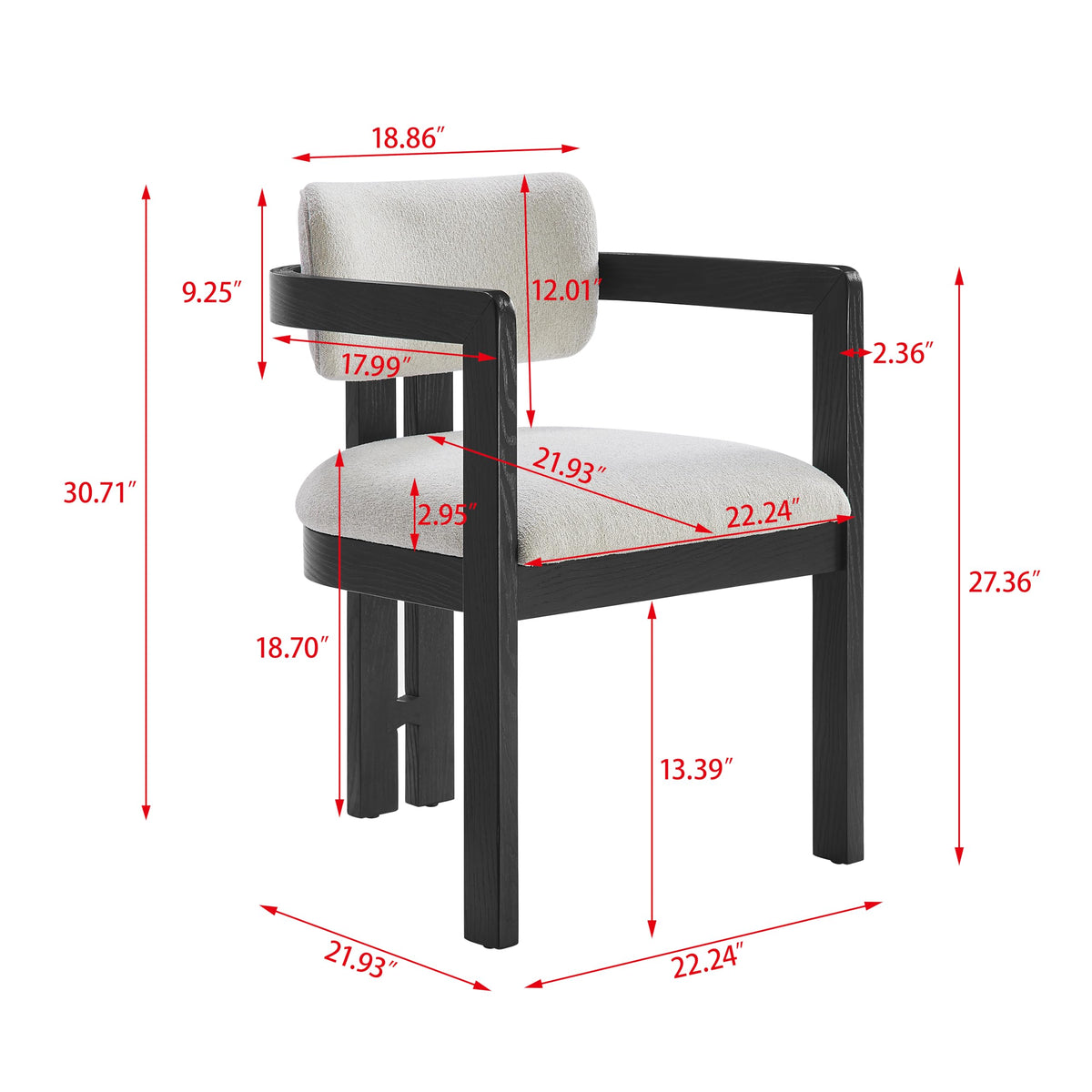 Tappelle Mid-Century Modern Dining Arm Chair - side view