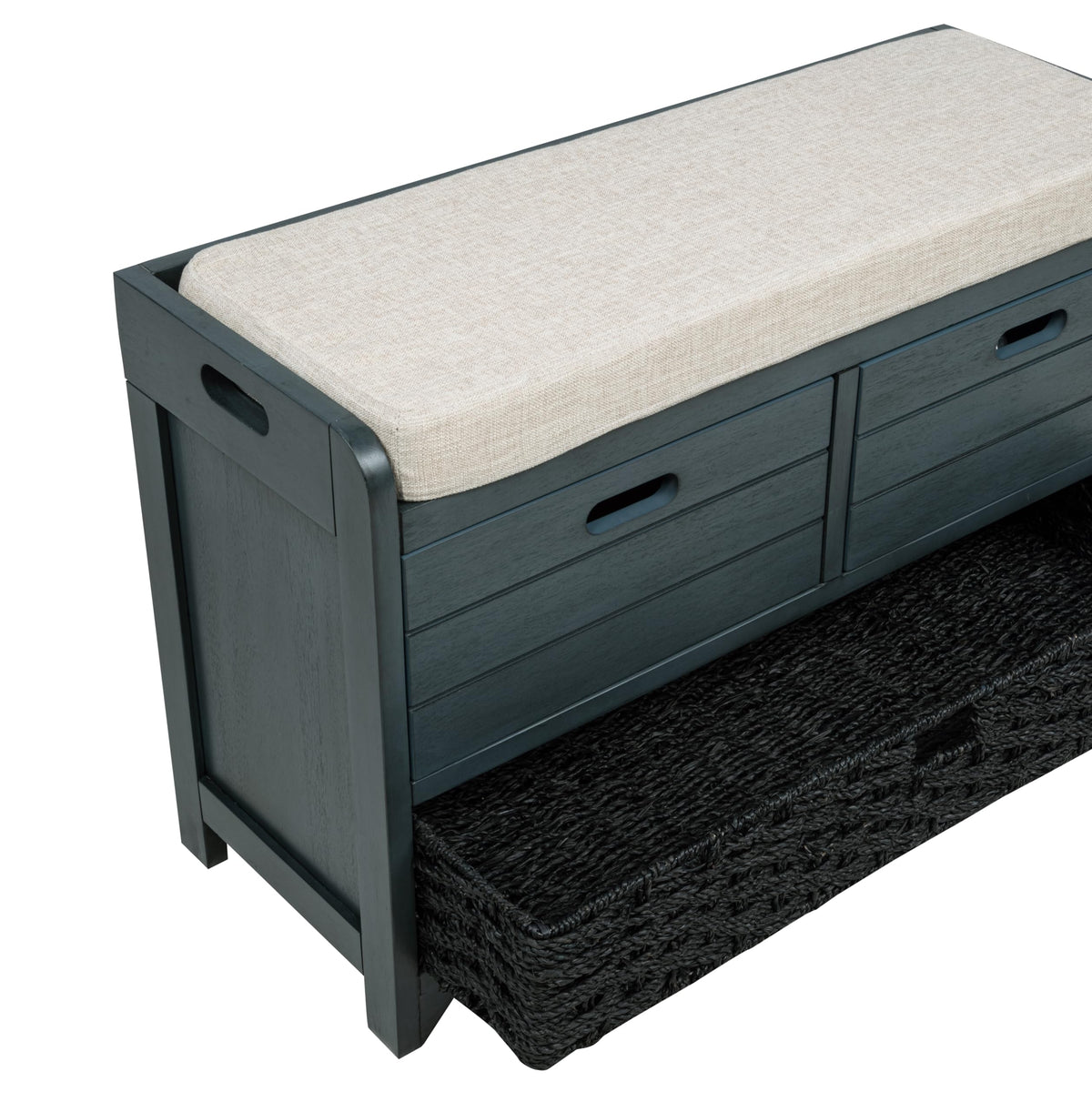 Delport 32" Transitional Modern Wooden Storage Bench - angle view