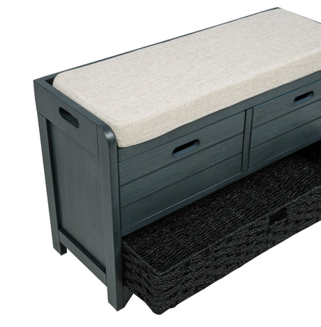 Delport 32" Transitional Modern Wooden Storage Bench - angle view
