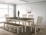 Transitional Wood Dining Bench BELLECB in Cream - detail view