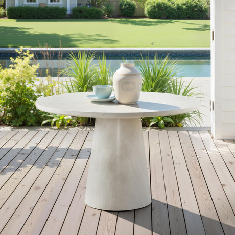 Vyn 48" Modern Round Dining Table Concrete Tavertine Finish - detail view