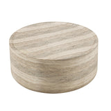Vyn 36" Round Modern Concrete Travertine Finish Coffee Table - angle view