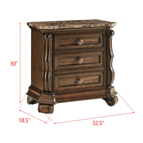 Belvedere 32.5" Wide 2-Drawer Traditional Nightstand in Dark Cherry - front view