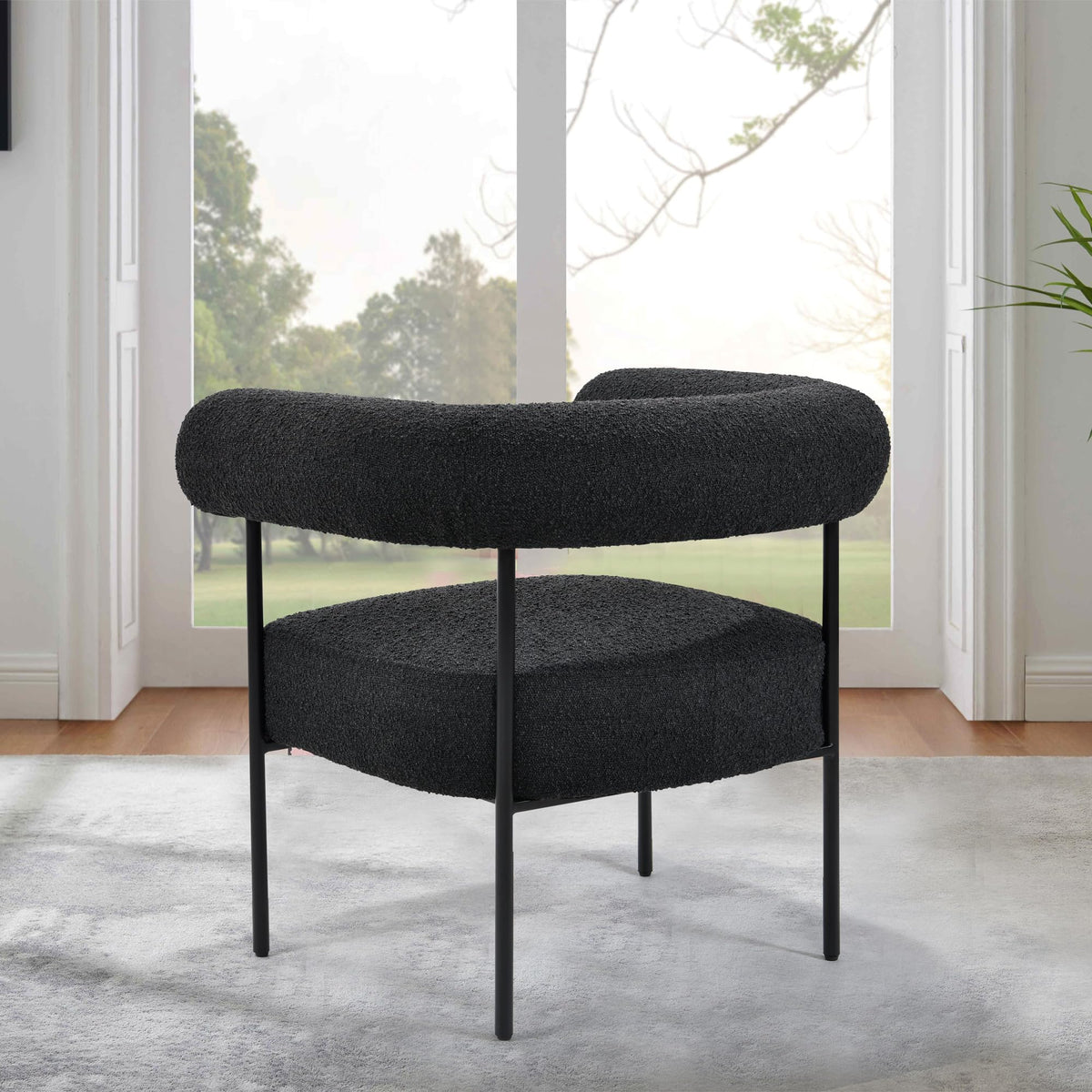 Melvin Contemporary Boucle Fabric Accent Black Legs, 1 Chair - room setting