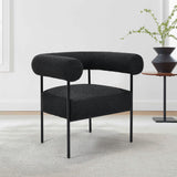 Melvin Contemporary Boucle Fabric Accent Black Legs, 1 Chair - front view