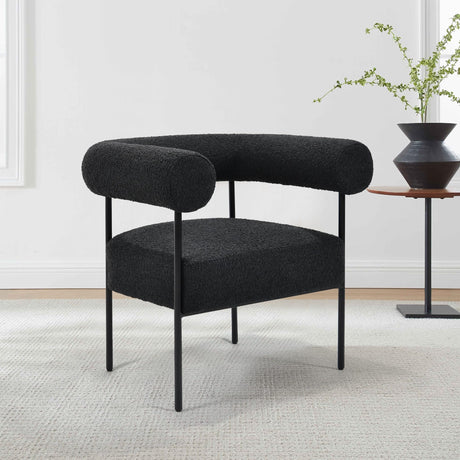 Melvin Contemporary Boucle Fabric Accent Black Legs, 1 Chair - front view