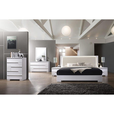 Athens 2-Drawer Poplar Wood Bedroom Nightstand in White Lacquer - front view