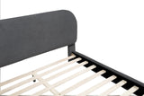 Cteris Queen Fleece Upholstered Bed Frame, Curved Side Rails and Footboard in Grey - close-up