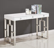 New Modern Desk, White/Silver - front view