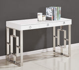 New Modern Desk, White/Silver - front view