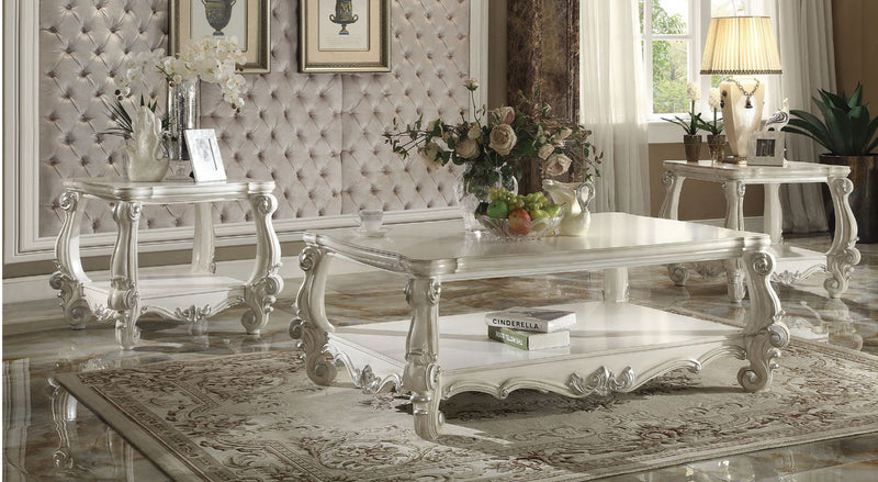 Versailles Coffee & End Tables - Scrolled Legs with Wood or Beveled Glass Tops