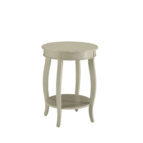 Aberta Round Accent Table - Cabriole Legs & Lower Shelf in Antique White, Red, Walnut or Teal