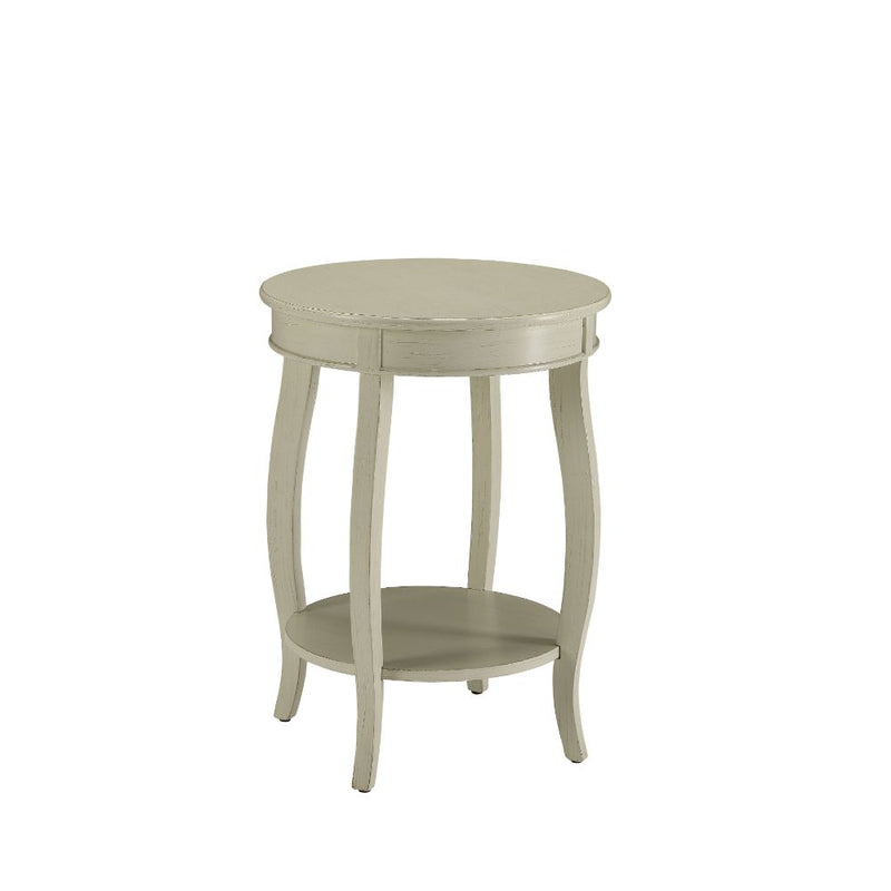 Aberta Round Accent Table - Cabriole Legs & Lower Shelf in Antique White, Red, Walnut or Teal
