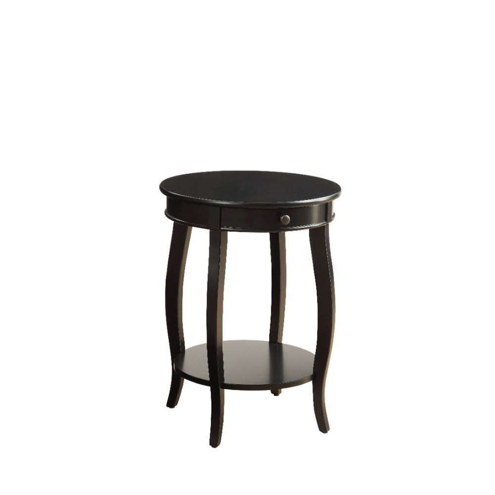 Alysa Round Side Table with Drawer & Shelf