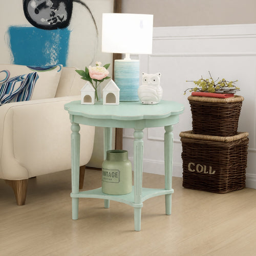 Fordon French Country Coffee & End Tables - Scalloped Tops & Turned Legs in White, Slate or Green