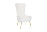 Side profile of the Blair modern armchair showing the curved backrest.