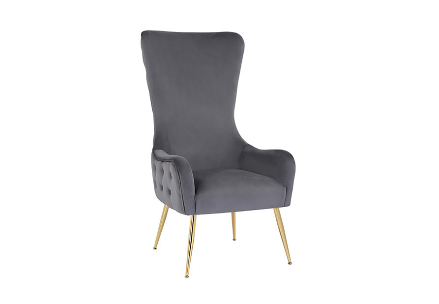 Angled view highlighting the sleek lines of the FOAK contemporary chair.