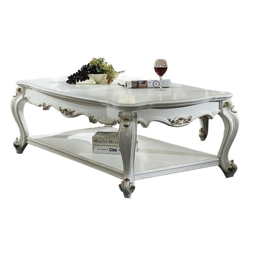 Picardy Coffee & End Tables - Scalloped Tops with Queen Anne Legs in Antique Pearl, Antique Platinum or Honey Oak