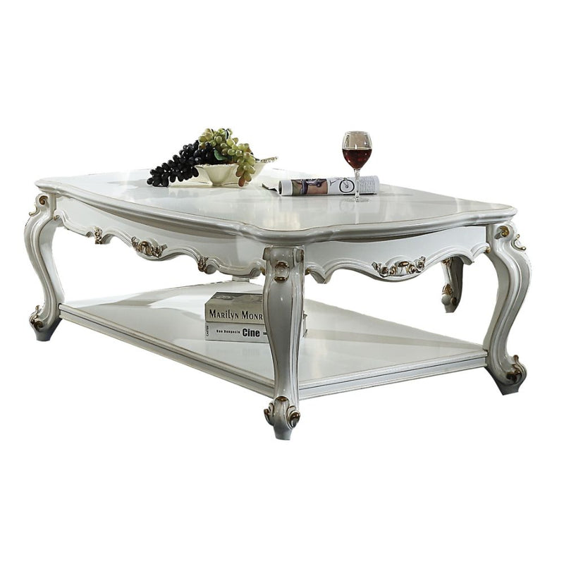 Picardy Coffee & End Tables - Scalloped Tops with Queen Anne Legs in Antique Pearl, Antique Platinum or Honey Oak